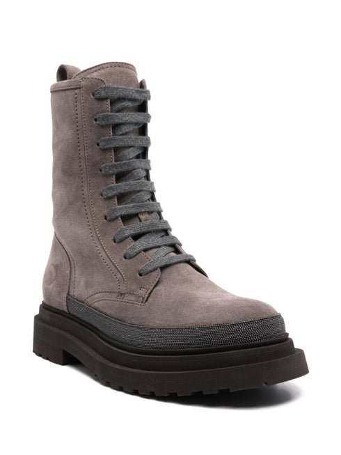Monili-detail suede boots